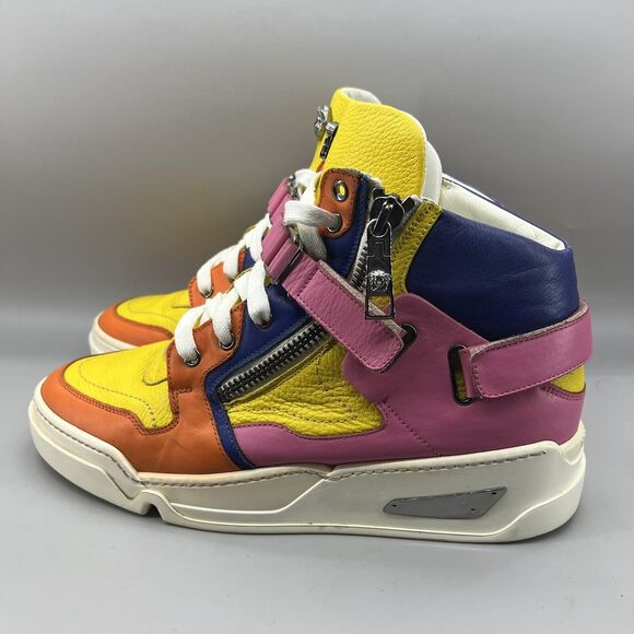 Versace Spring 2015 Sneakers Men’s 10 US, 43 EU‎ Yellow Pink Leather Zip Strap main image 11